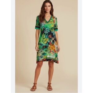 NWT Johnny Was Tigre’s Short Sleeve V-Neck Swing Dress